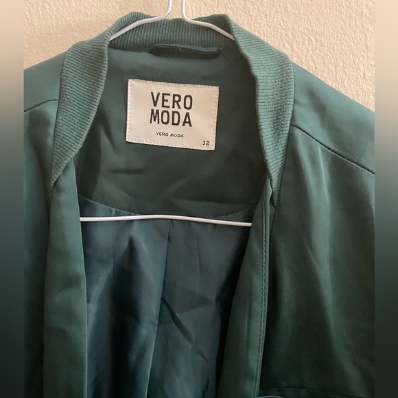 Sz 32 Vero Moda woman jacket/ blazer round long sleeve 3 pockets emerald green - Picture 5 of 13